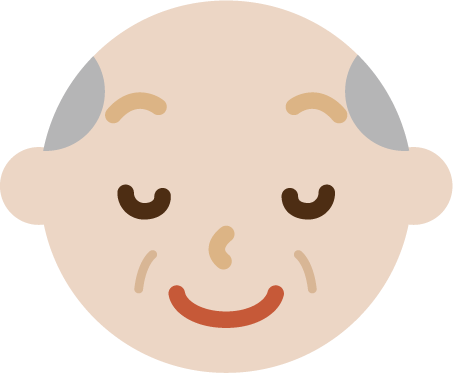 高齢者の男性の顔の表情のイラスト（目を閉じる）