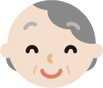 高齢者の女性の顔の表情のイラスト（笑顔）