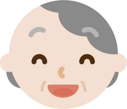 高齢者の女性の顔の表情のイラスト（破顔）