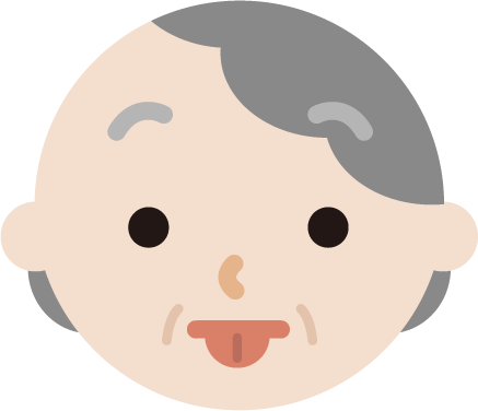 高齢者の女性の顔の表情のイラスト（ベー）