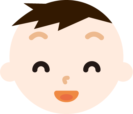 男の子の顔の表情のイラスト（破顔）