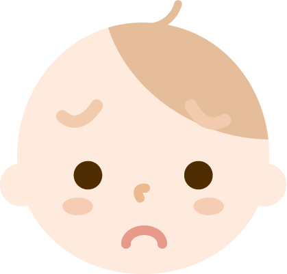 赤ちゃんの顔の表情のイラスト（困り）