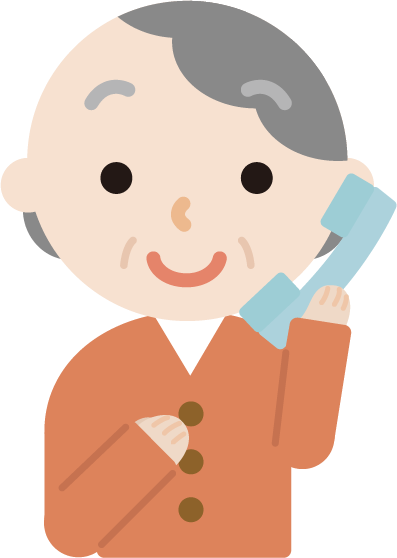 受話器を持って電話する高齢者の女性のイラスト