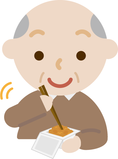 納豆を練る高齢者の男性のイラスト