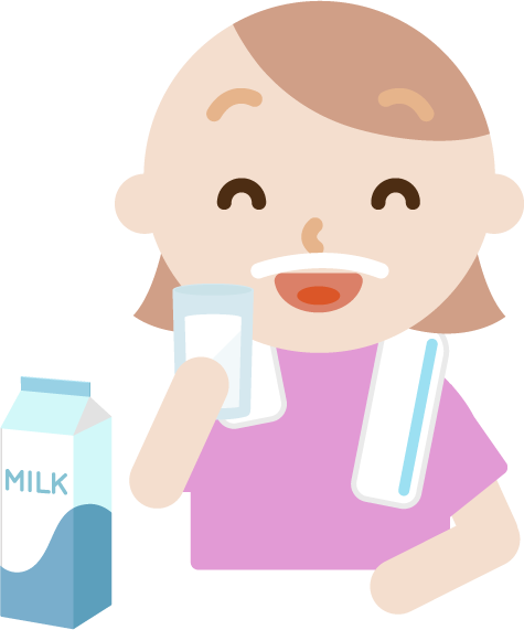 牛乳を飲む若い女性のイラスト
