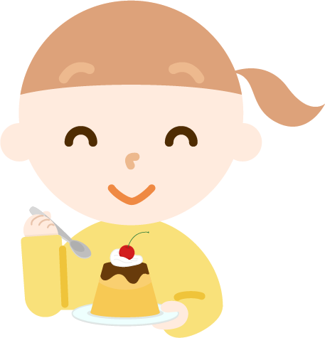 プリンを食べる女の子のイラスト