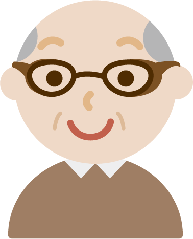 花粉症用の眼鏡をした高齢者の男性のイラスト