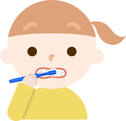 歯磨きをする女の子のイラスト 