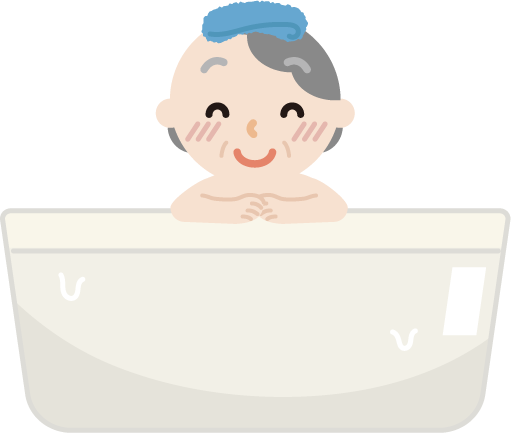 入浴する高齢者の女性のイラスト