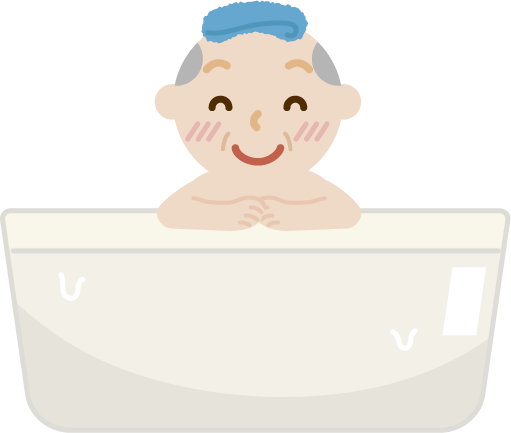 入浴する高齢者の男性のイラスト