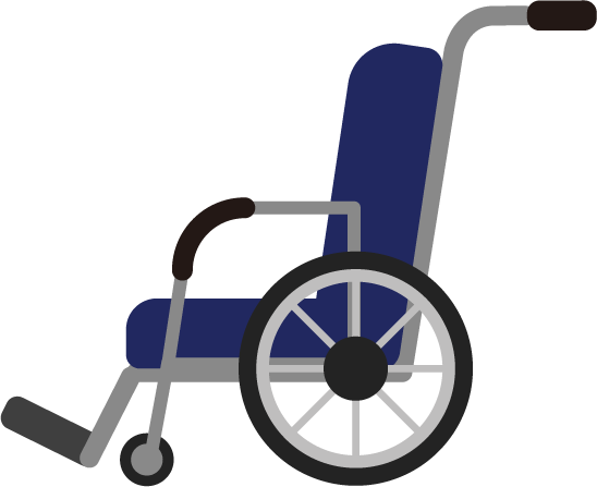 横向きの車椅子のイラスト（青色）