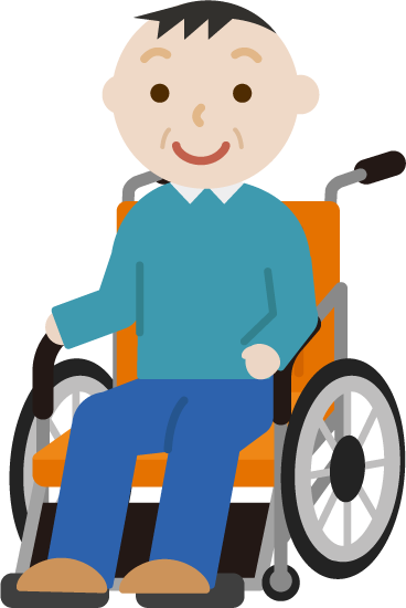 車椅子に座る中年の男性のイラスト