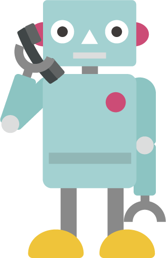 受話器を持って電話するロボット（全身）のイラスト