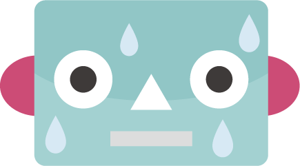 ロボットの顔の表情のイラスト（冷や汗）