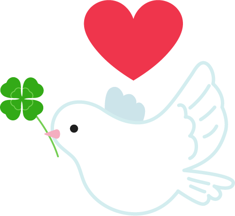 平和の象徴の鳩のイラスト ハート 無料イラスト素材のillalet