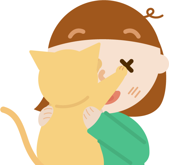 抱っこを嫌がる猫と若い女性のイラスト