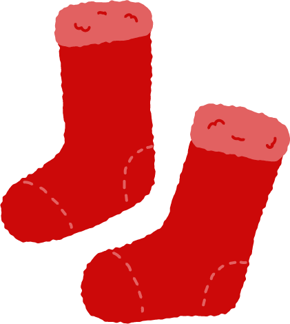 赤いふわふわ靴下のイラスト