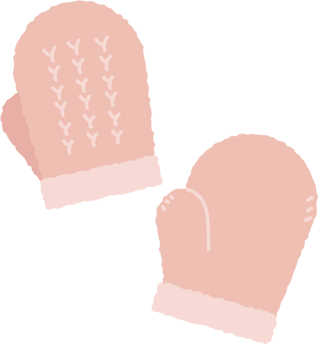 ピンク色のニットの手袋のイラスト