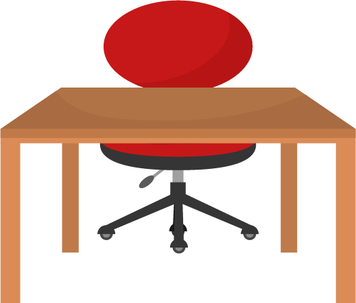 赤い椅子と木の勉強机のイラスト