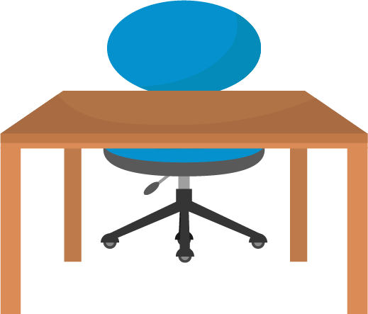 青い椅子と木の勉強机のイラスト