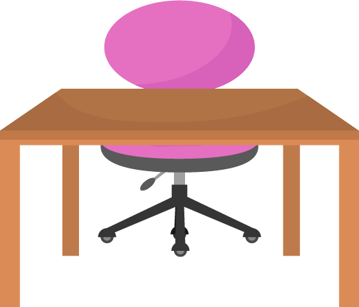 ピンクの椅子と木の勉強机のイラスト
