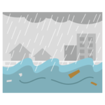川の氾濫のイラスト