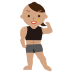 マッチョの若い女性のイラスト