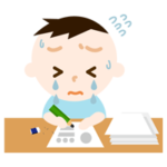 夏休みの宿題が終わらない男の子のイラスト2