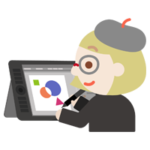 液晶タブレットで絵を描く女性のイラスト