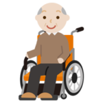 車椅子に乗る高齢者の男性のイラスト