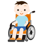 車椅子に座る男の子のイラスト