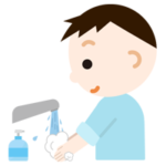 手を洗う男の子のイラスト