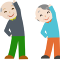 体操をする高齢者の女性と男性のイラスト1