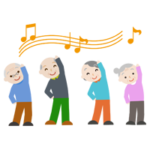 体操をする高齢者の女性と男性のイラスト2