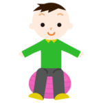 男の子がバランスボールに乗るイラスト1