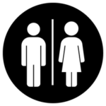 トイレのアイコンイラスト（丸・白黒）