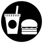 飲食アイコンのイラスト（丸・白黒）