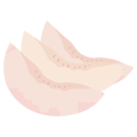 カットされた桃のイラスト