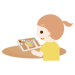 女の子がレシピ動画を見るイラスト