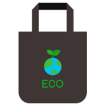 黒色のエコバッグのイラスト （地球）