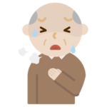 胸を押さえて苦しむ高齢者の男性のイラスト