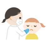 感染症検査をする女の子のイラスト（鼻）