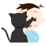 抱っこを嫌がる猫と男の子のイラスト