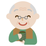 湯飲みでお茶を飲む高齢者の男性のイラスト