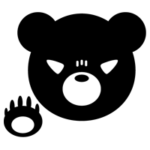 怒ったくまのアイコンイラスト（白黒）2