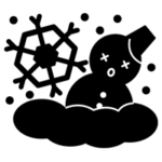 大雪のアイコンイラスト3（白黒）