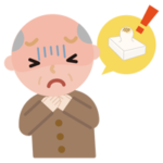 餅が喉に詰まった高齢者の男性のイラスト