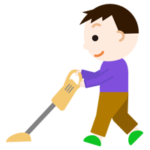 掃除機をかける男の子のイラスト