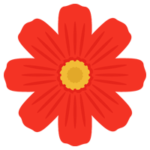 赤色のコスモスの花のイラスト