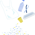 プラスチックごみとマイクロプラスチックのイラスト